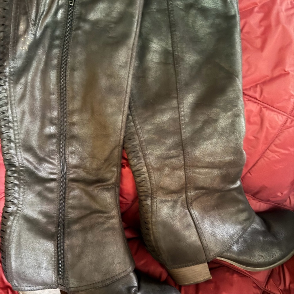 Black Leather Knee-High Boots